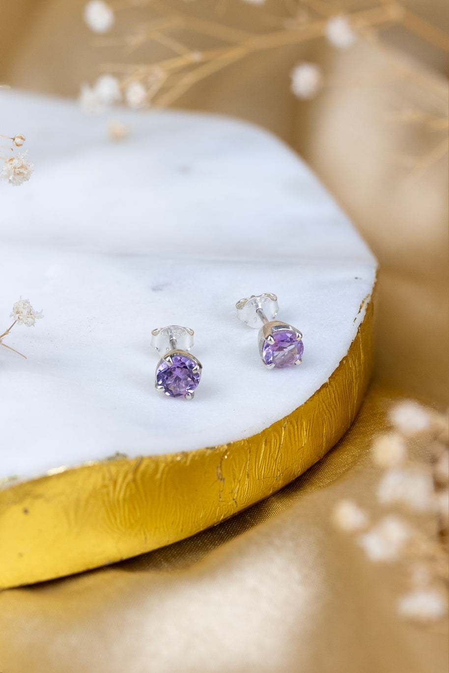 Amethyst Celestial Ellipse Earrings in 92.5 Sterling Silver