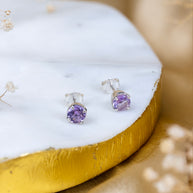 Amethyst Celestial Ellipse Earrings in 92.5 Sterling Silver
