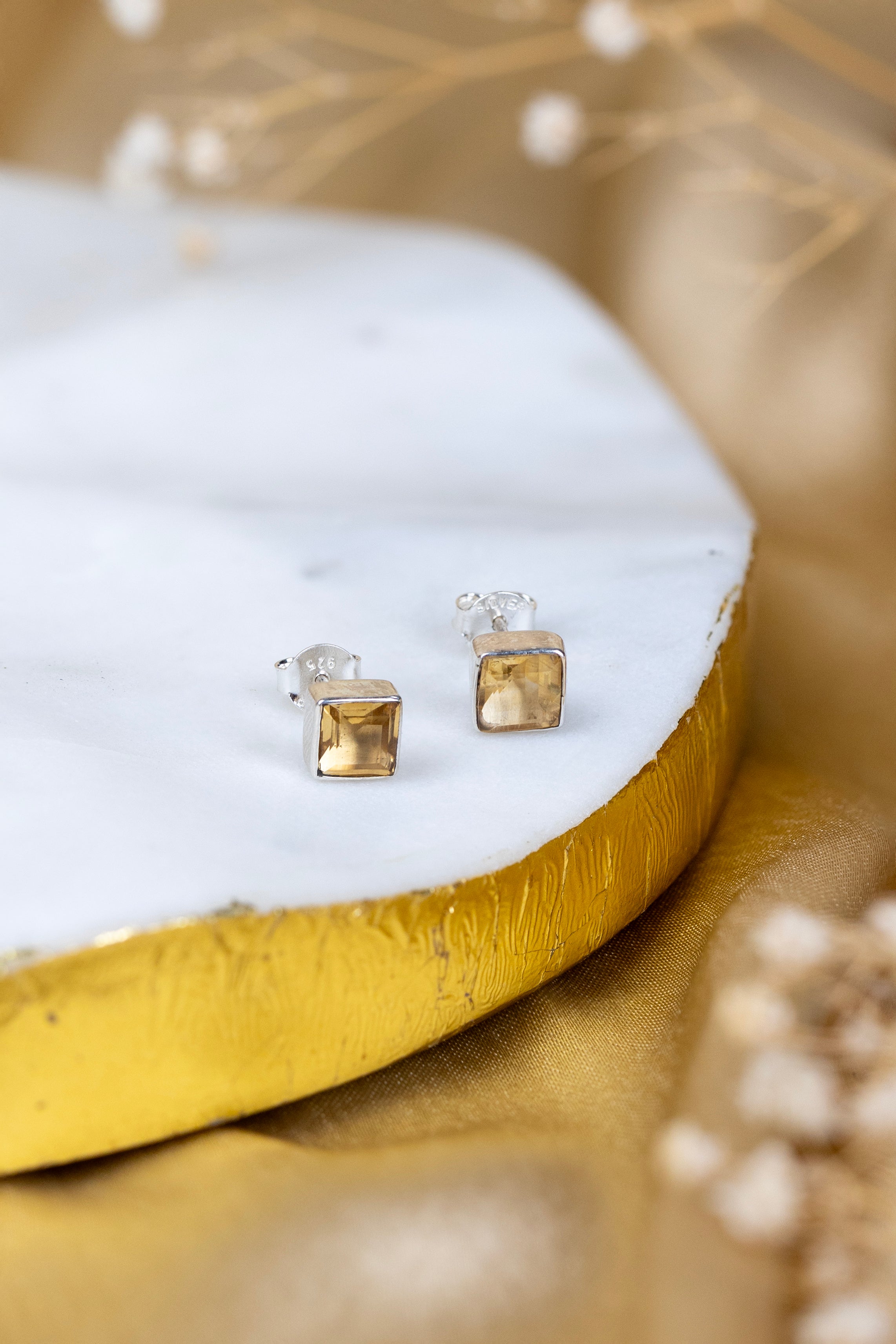 Ctirine Petite Block Earrings in 92.5 Sterling Silver