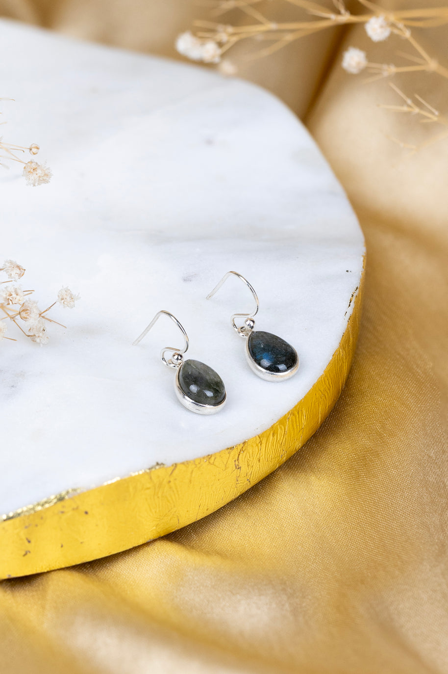Laborodite Teardrop Danglings in 92.5 Sterling Silver