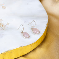 Rose Quartz Teardrop Danglings in 92.5 Sterling Silver