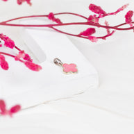 Exquisite 92.5 Sterling Silver Pink Clover Pendant in Mother of Pearl