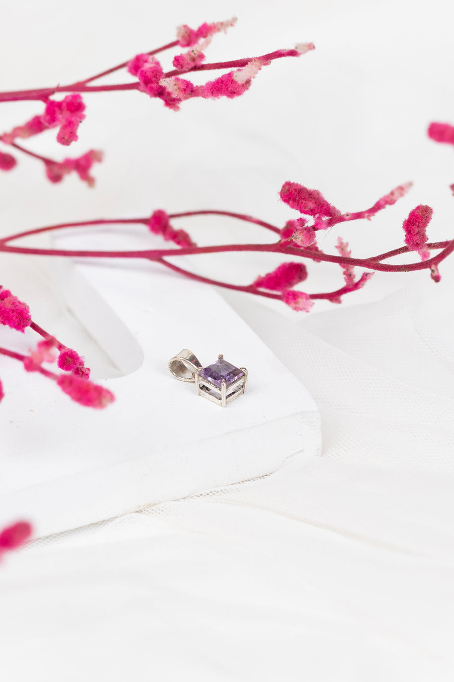 Amethyst Box Pendant in 92.5 Sterling Silver
