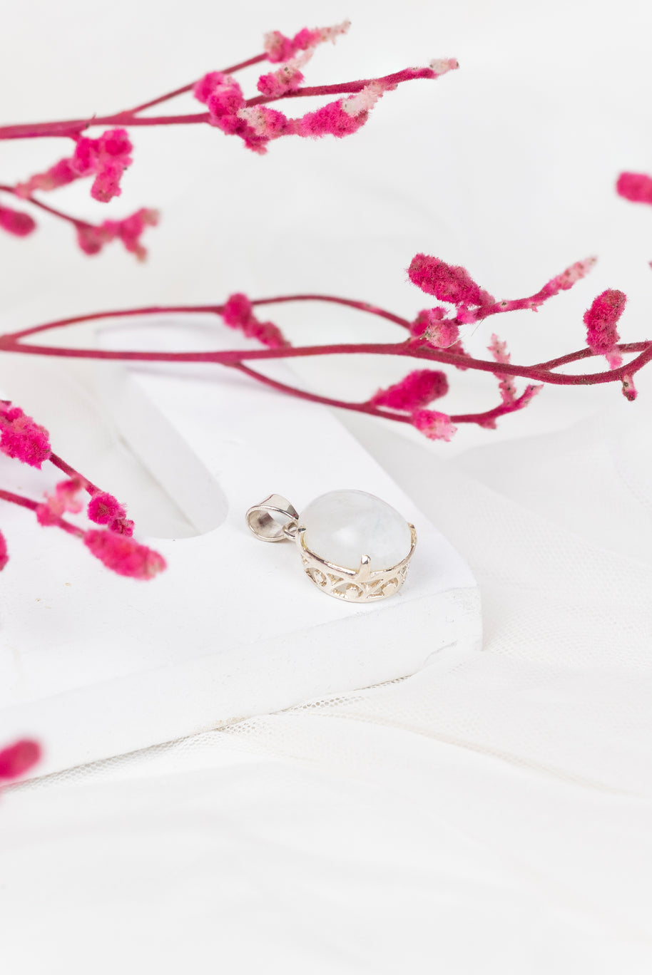 Moonstone Teardrop Pendant in 92.5 Sterling Silver