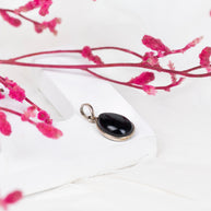 Black Tourmaline Teardrop Pendant in 92.5 Sterling Silver