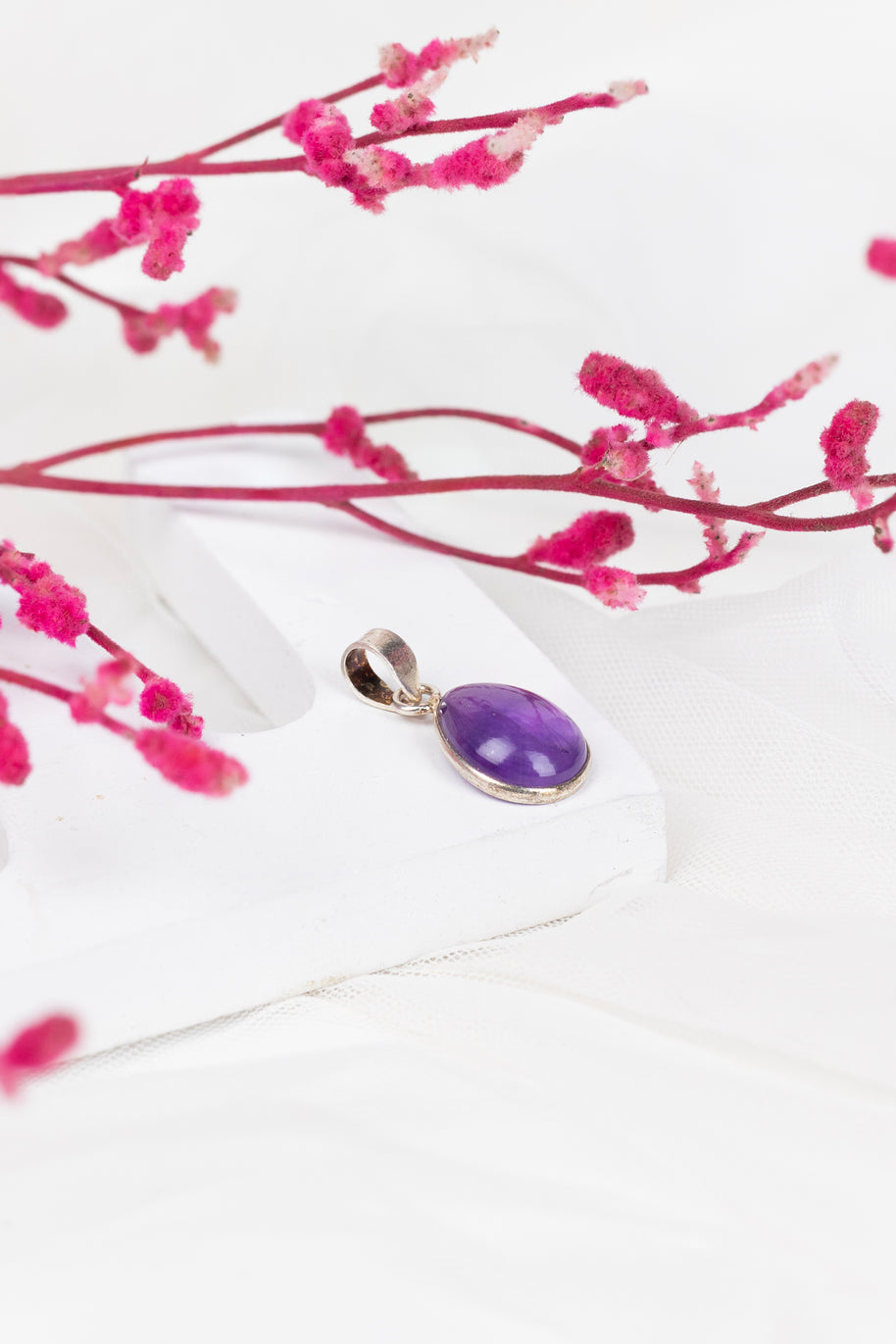 Amethyst Teardrop Pendant in 92.5 Sterling Silver