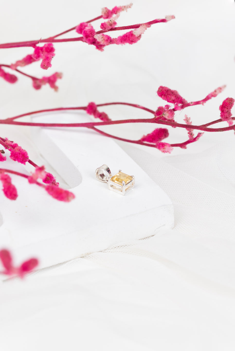 Citrine Radiant Frame Pendant in 92.5 Sterling Silver