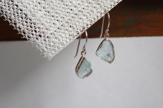 Blue Chalcedony 92.5 Sterling Silver Raw Drop Set