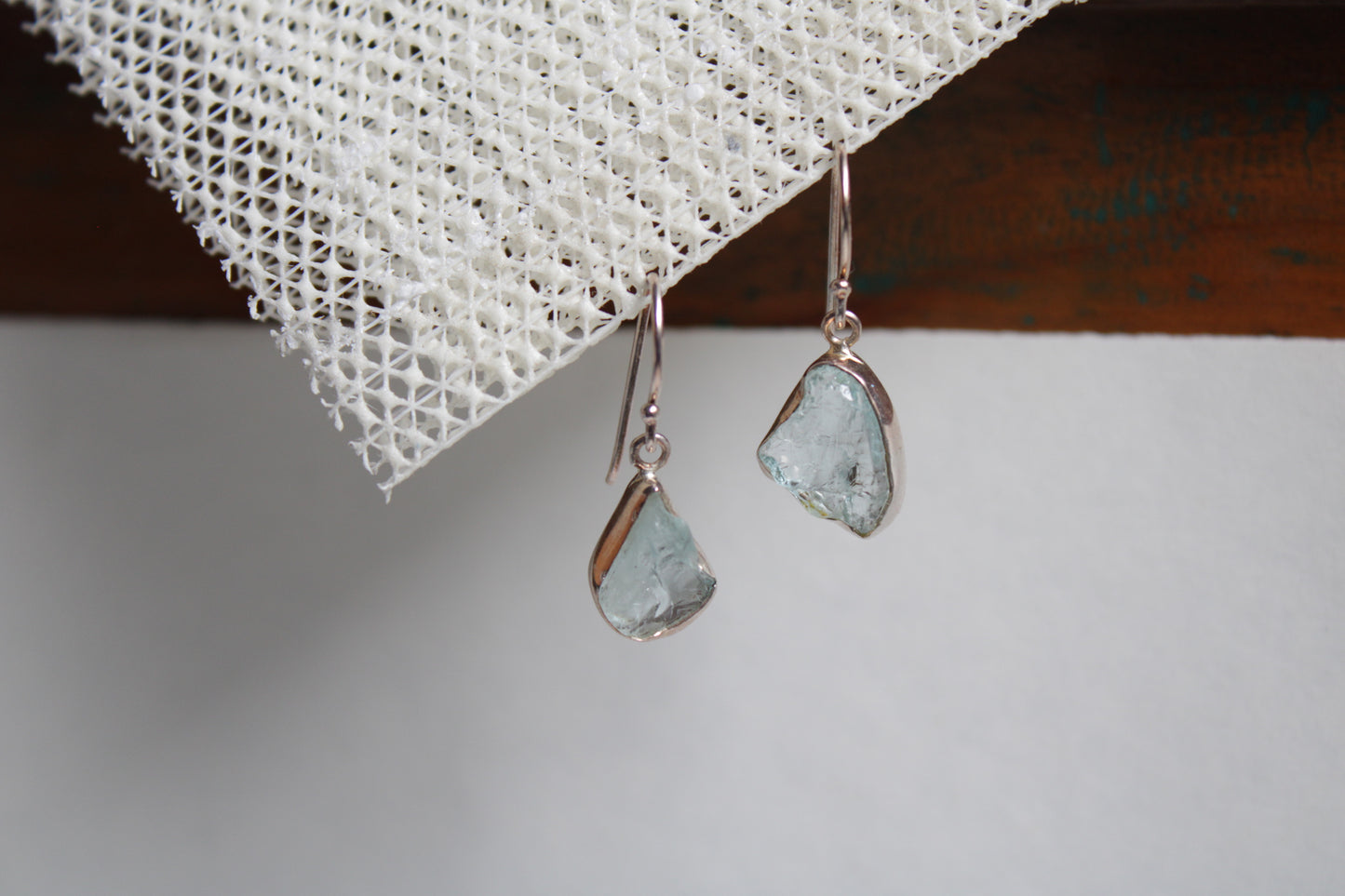 Blue Chalcedony 92.5 Sterling Silver Raw Drop Set