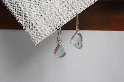 Blue Chalcedony 92.5 Sterling Silver Raw Drop Set