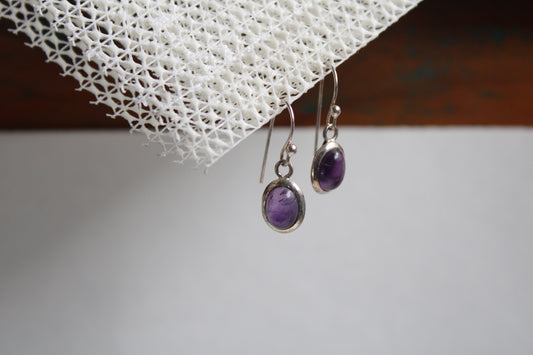 Amethyst 92.5 Sterling Silver Oval Drop Set