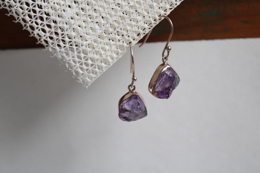 Amethyst 92.5 Sterling Silver Raw Drop Set