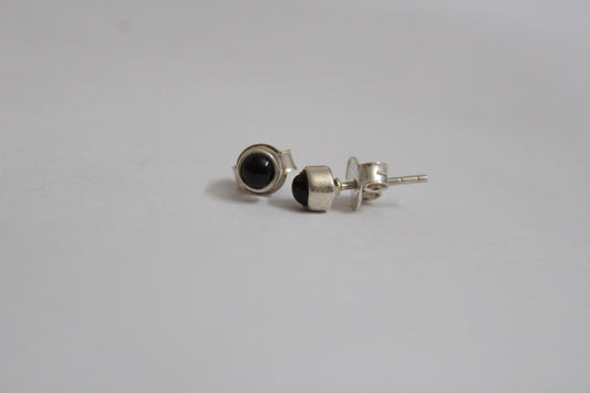 Black Tourmaline 92.5 Sterling Silver Petite Studs