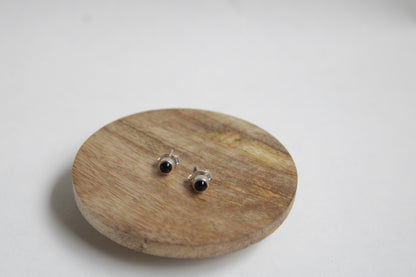 Black Tourmaline 92.5 Sterling Silver Petite Studs