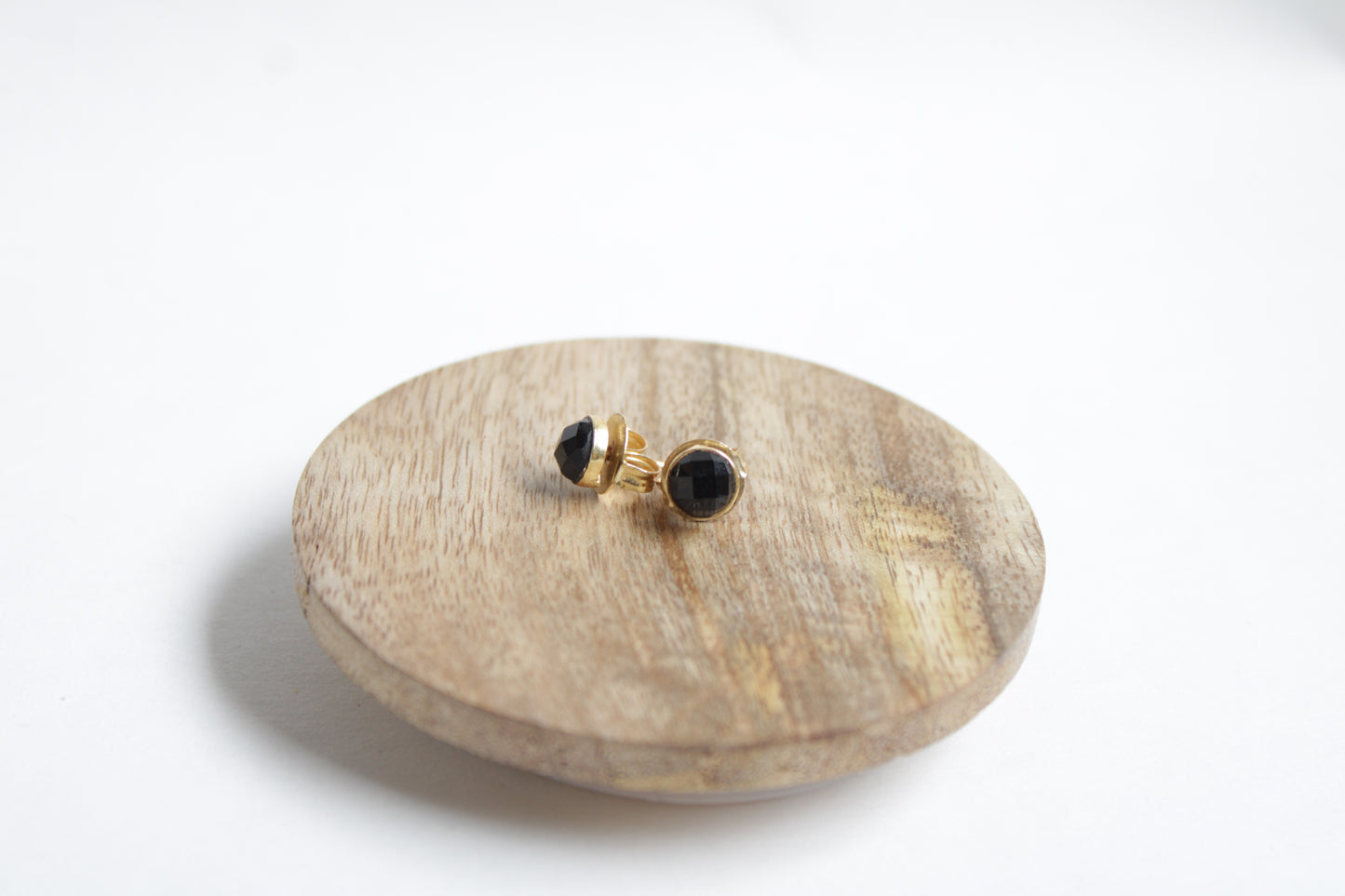 Black Tourmaline 14k Gold Plated Petite Studs