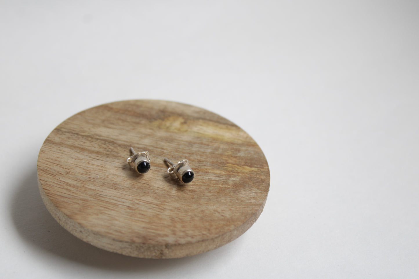 Black Tourmaline 92.5 Sterling Silver Petite Studs