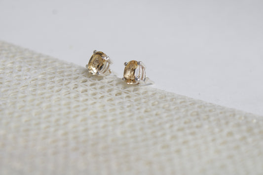 Citrine 92.5 Sterling Silver Celestial Studs