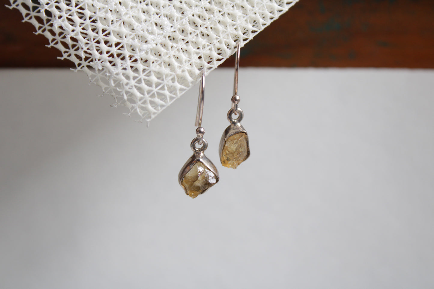 Citrine 92.5 Sterling Silver Raw Drop Set