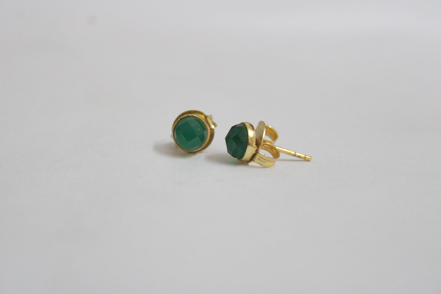 Green Jade 14k Gold Plated Petite Studs