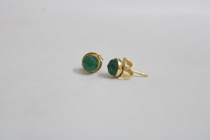 Green Jade 14k Gold Plated Petite Studs