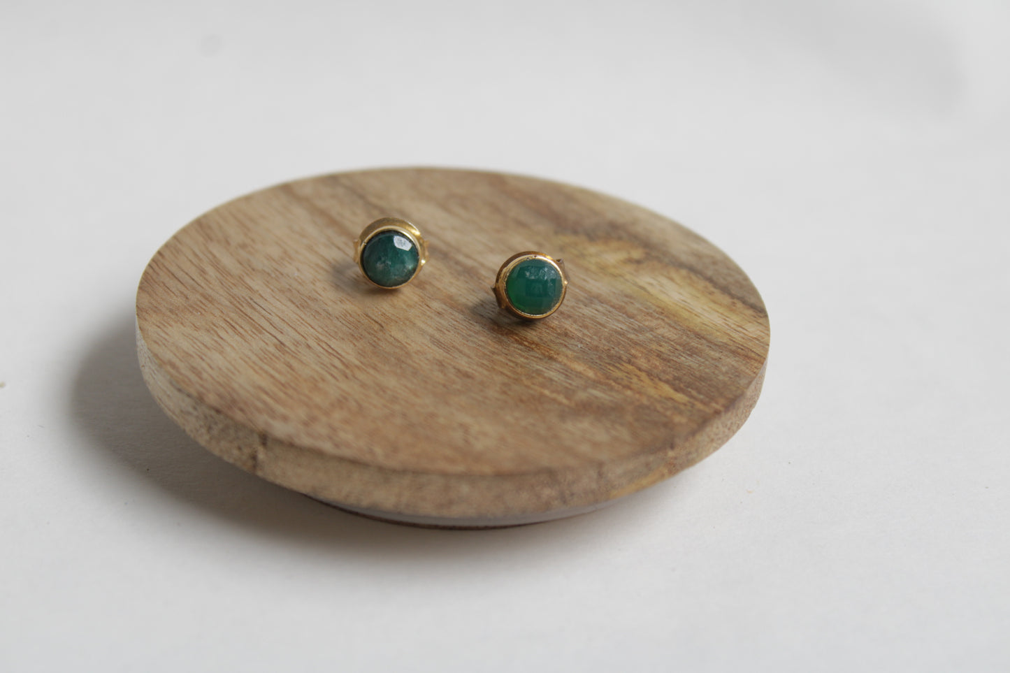 Green Jade 14k Gold Plated Petite Studs