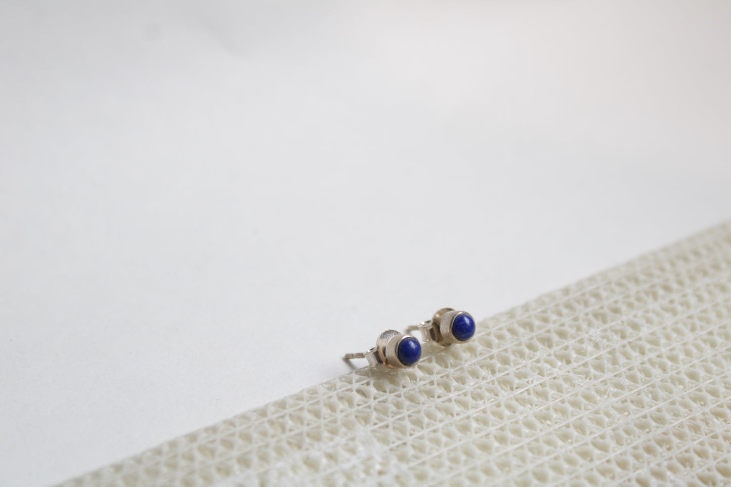 Lapis 92.5 Sterling Silver Petite Round Studs
