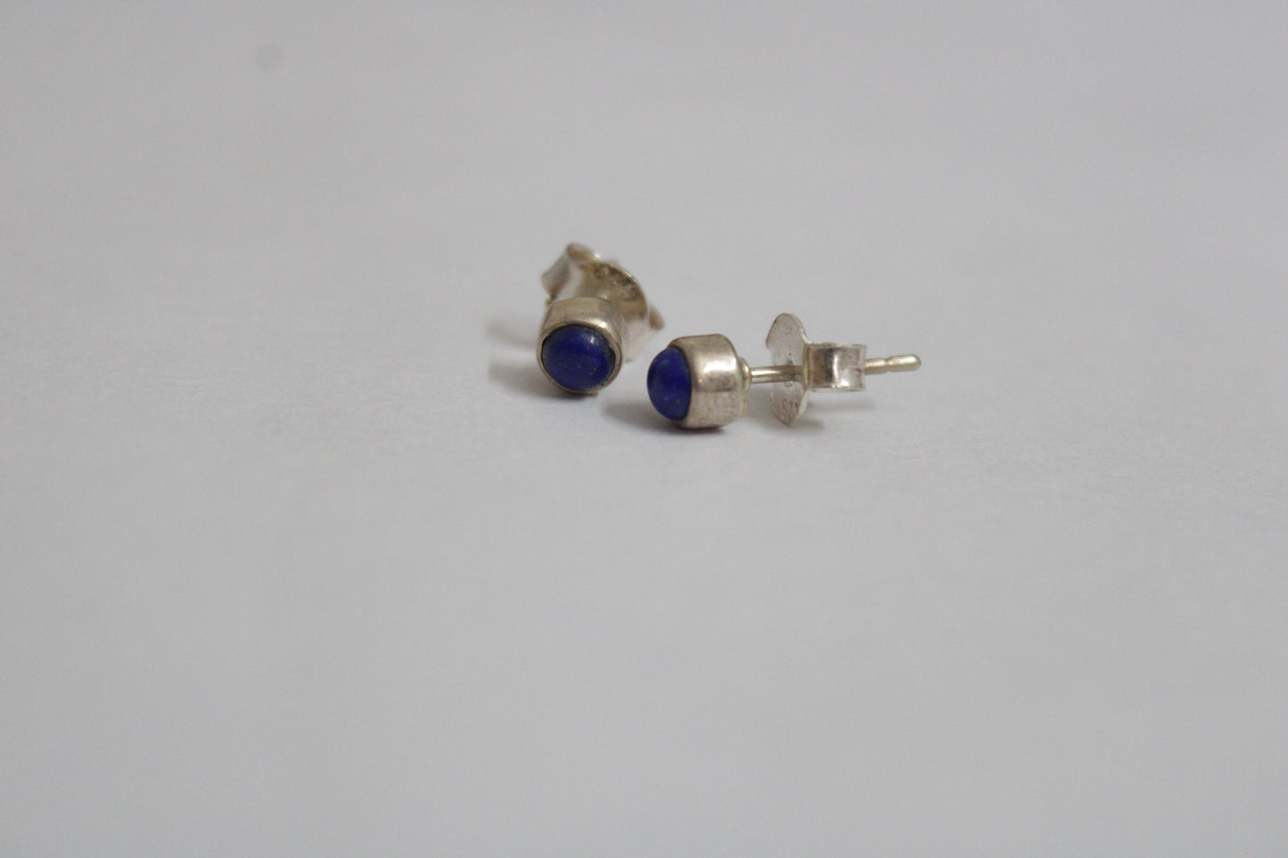 Lapis 92.5 Sterling Silver Petite Round Studs
