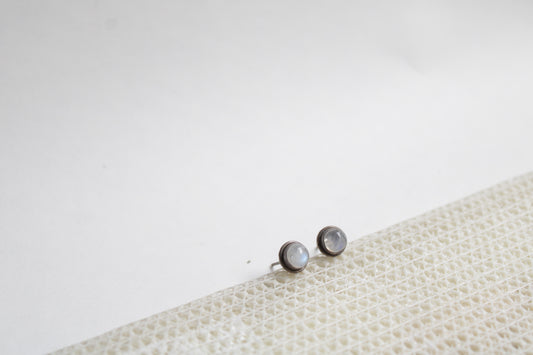 Moonstone 92.5 Sterling Silver Round Studs Set