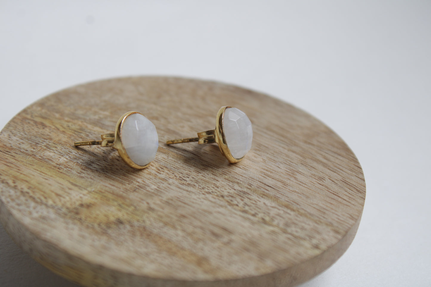 Moonstone 14k Gold Plated Statement Studs