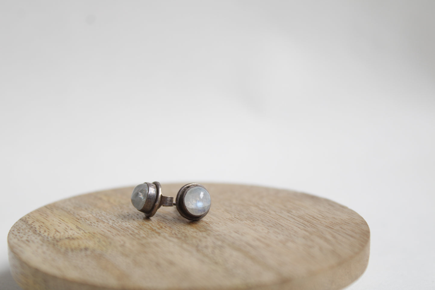 Moonstone 92.5 Sterling Silver Round Studs Set