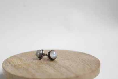 Moonstone 92.5 Sterling Silver Round Studs Set