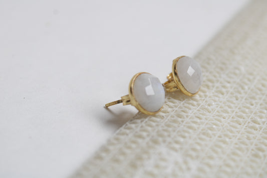 Moonstone 14k Gold Plated Statement Studs