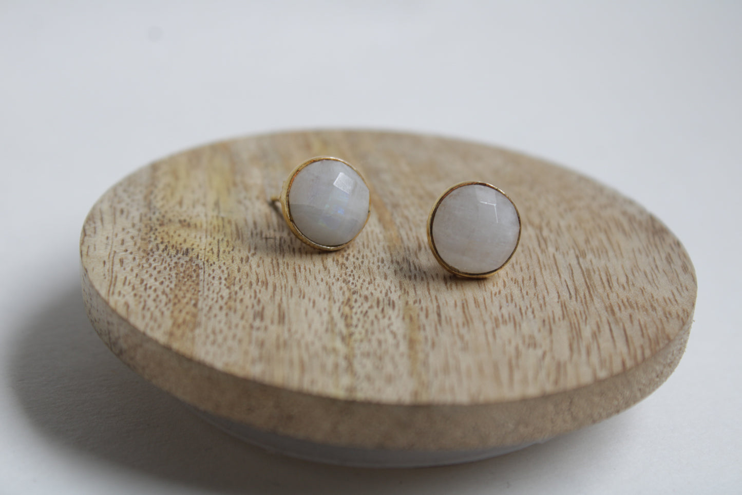 Moonstone 14k Gold Plated Statement Studs