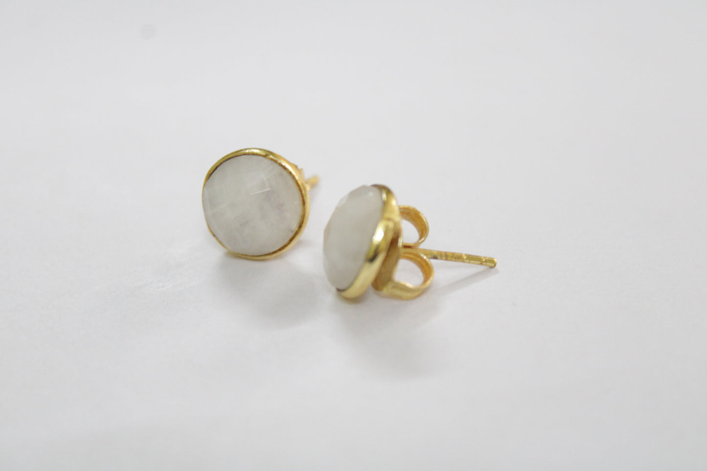 Moonstone 14k Gold Plated Statement Studs