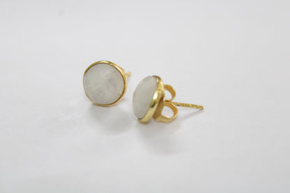 Moonstone 14k Gold Plated Statement Studs