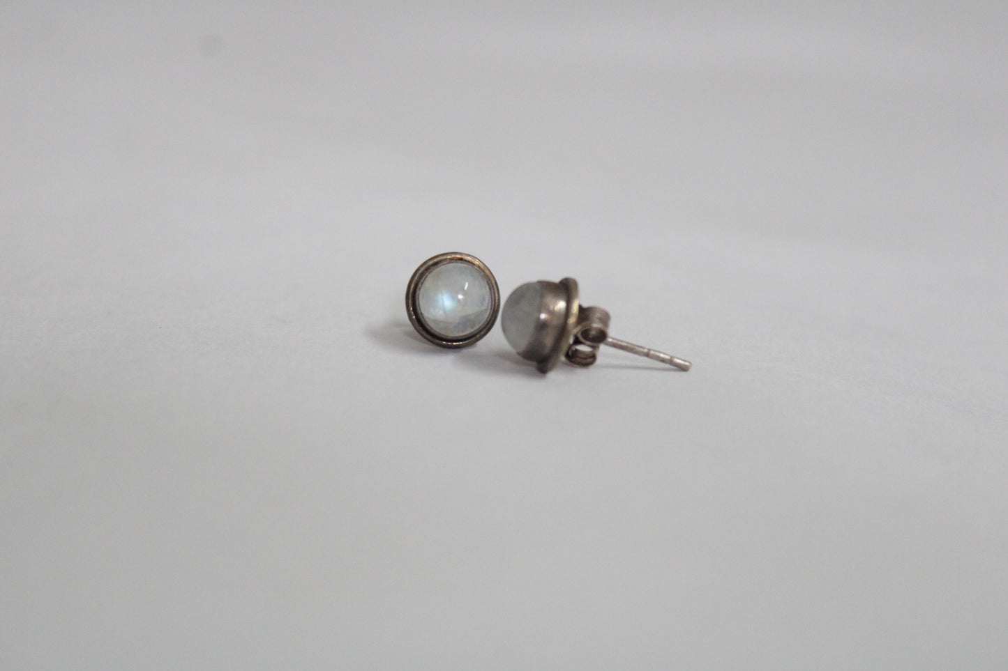 Moonstone 92.5 Sterling Silver Round Studs Set