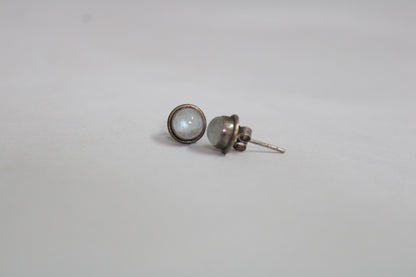 Moonstone 92.5 Sterling Silver Round Studs Set