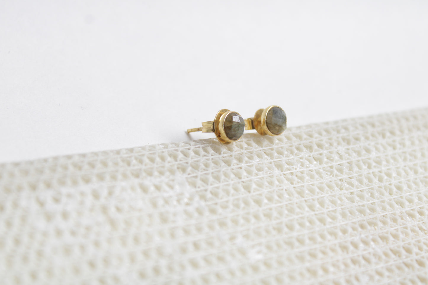 Pyrite 14k Gold Plated Petite Studs