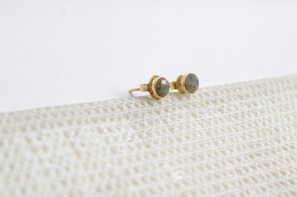 Pyrite 14k Gold Plated Petite Studs