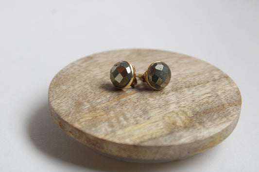 Pyrite 14k Gold Plated Statement Studs