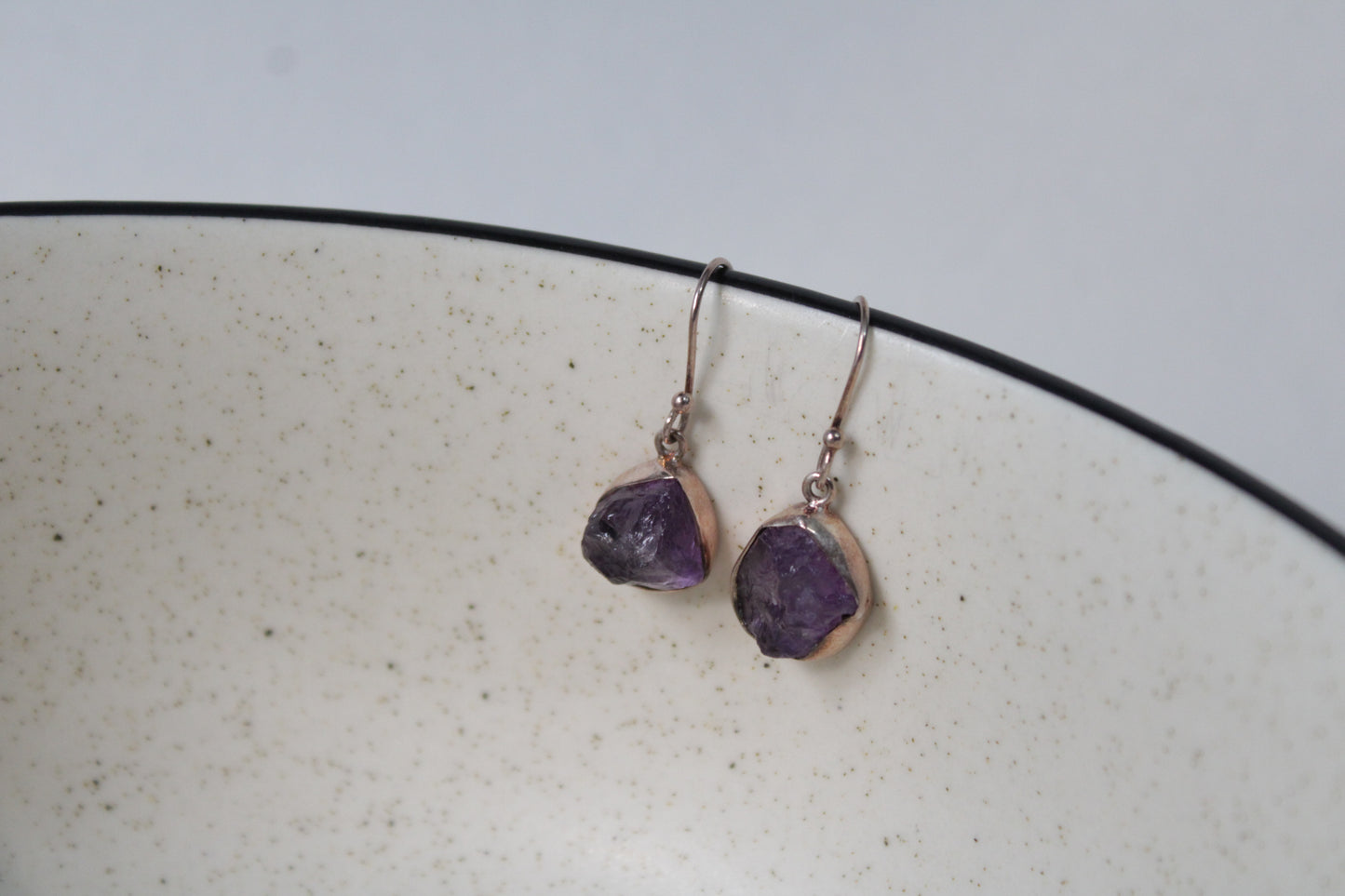 Amethyst 92.5 Sterling Silver Raw Drop Set