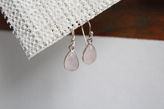 Rose Quartz 92.5 Sterling Silver Drop Set