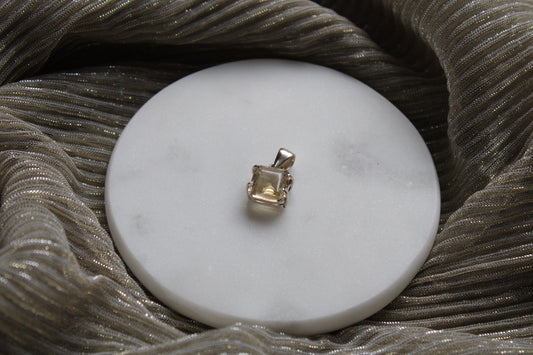 92.5 Sterling Silver Citrine Square Pendant