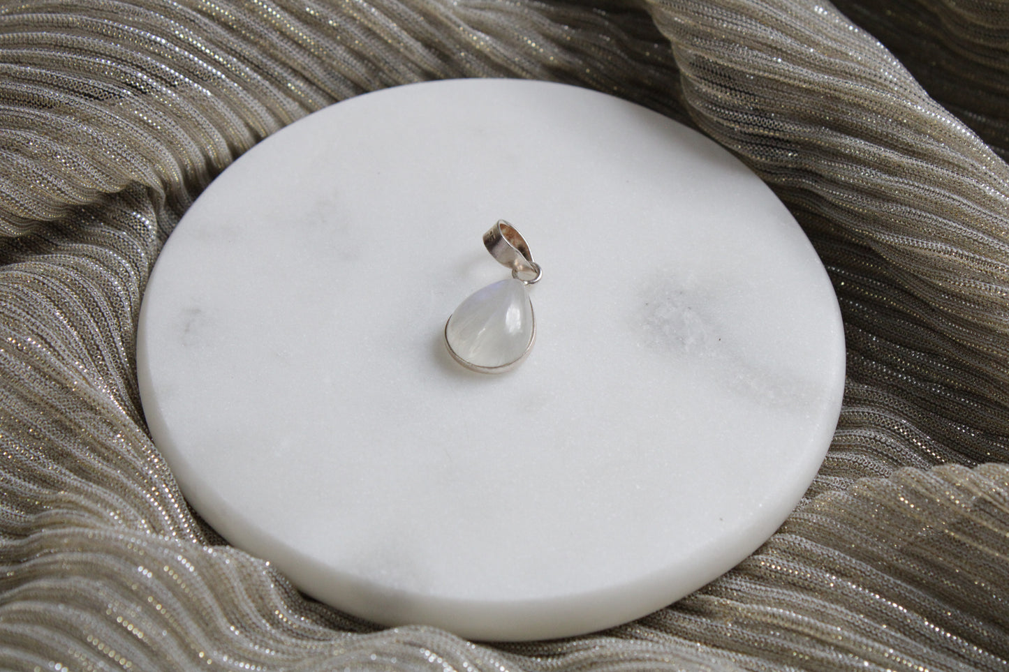 92.5 Sterling Silver Moonstone Drop Pendant