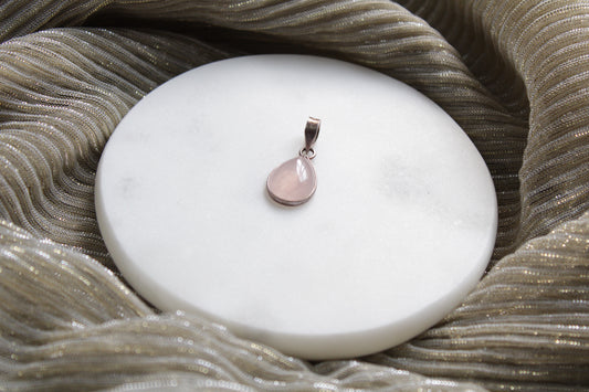 92.5 Sterling Silver Rose Quartz Drop Pendant