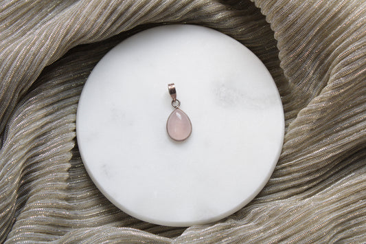92.5 Sterling Silver Rose Quartz Drop Pendant
