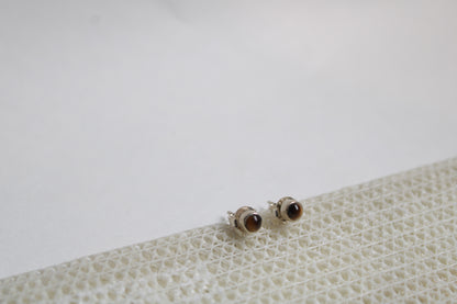 Tigers Eye 92.5 Sterling Silver Petite Round Studs