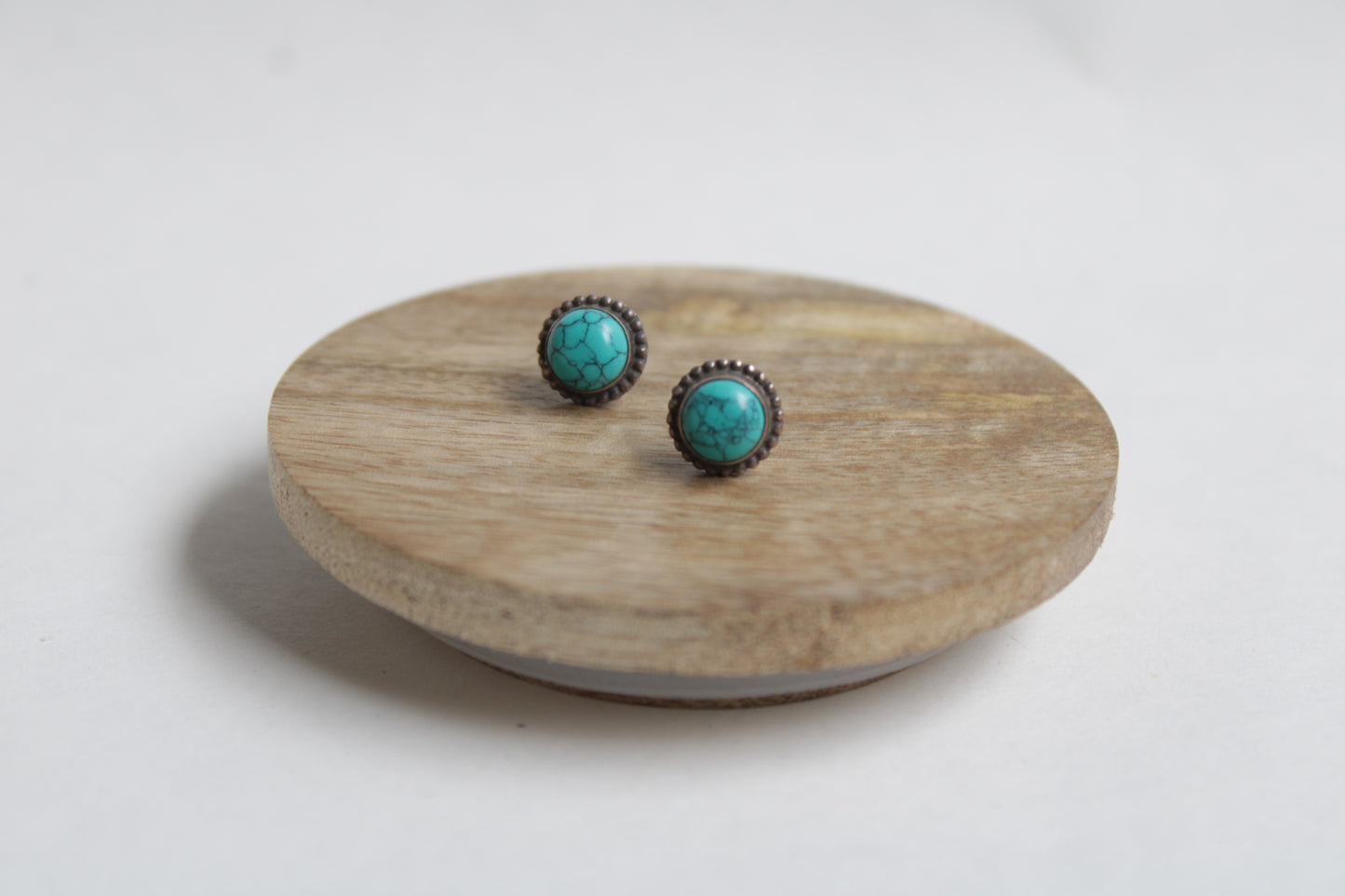 Turquoise 92.5 Sterling Silver Round Studs Set