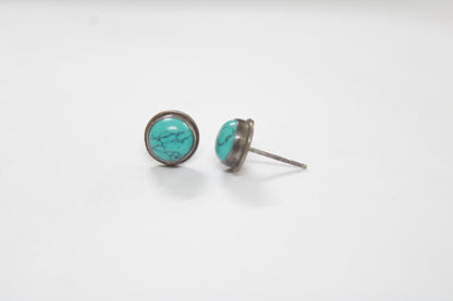 Turquoise 92.5 Sterling Silver Statement Studs