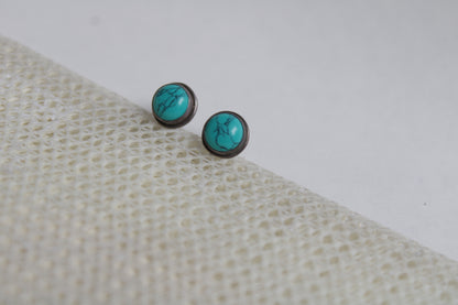 Turquoise 92.5 Sterling Silver Statement Studs